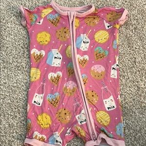 Little Sleepies Pink Cookie and Milk Bodysuit/Shorty